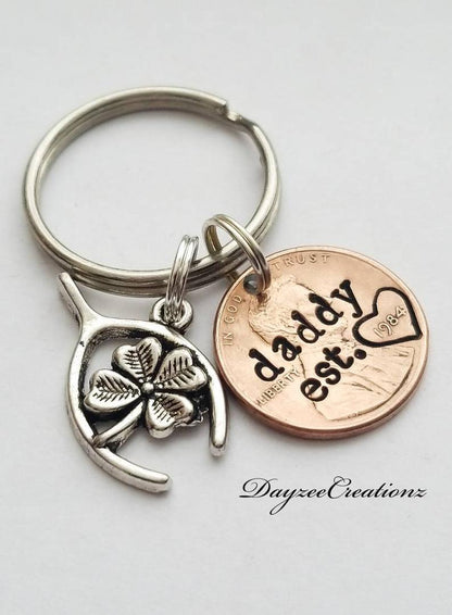 #1 DAD Personalized Custom Gift for Dad, Custom Lucky Penny Keychain