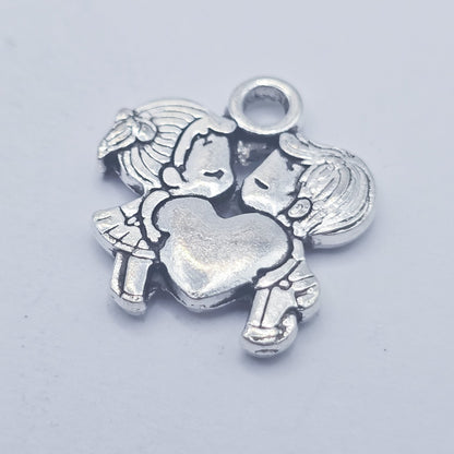 Kissing couple snd heart charm , ADD on charm for keychain - DAYZEECREATIONZ, PERSONALIZED GIFTS1