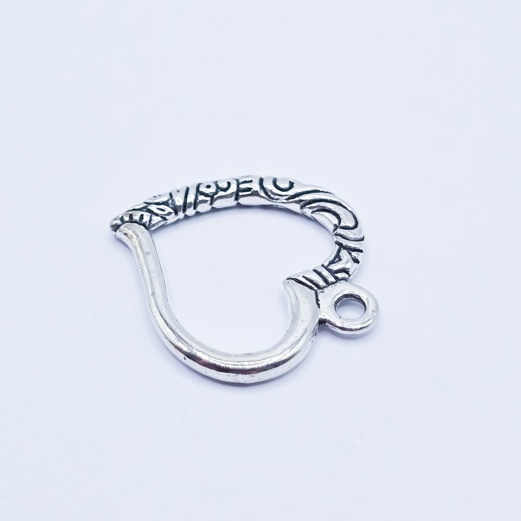 Silver open heart charm with half textured. ADD on charm for keychain - DAYZEECREATIONZ, PERSONALIZED GIFTS2