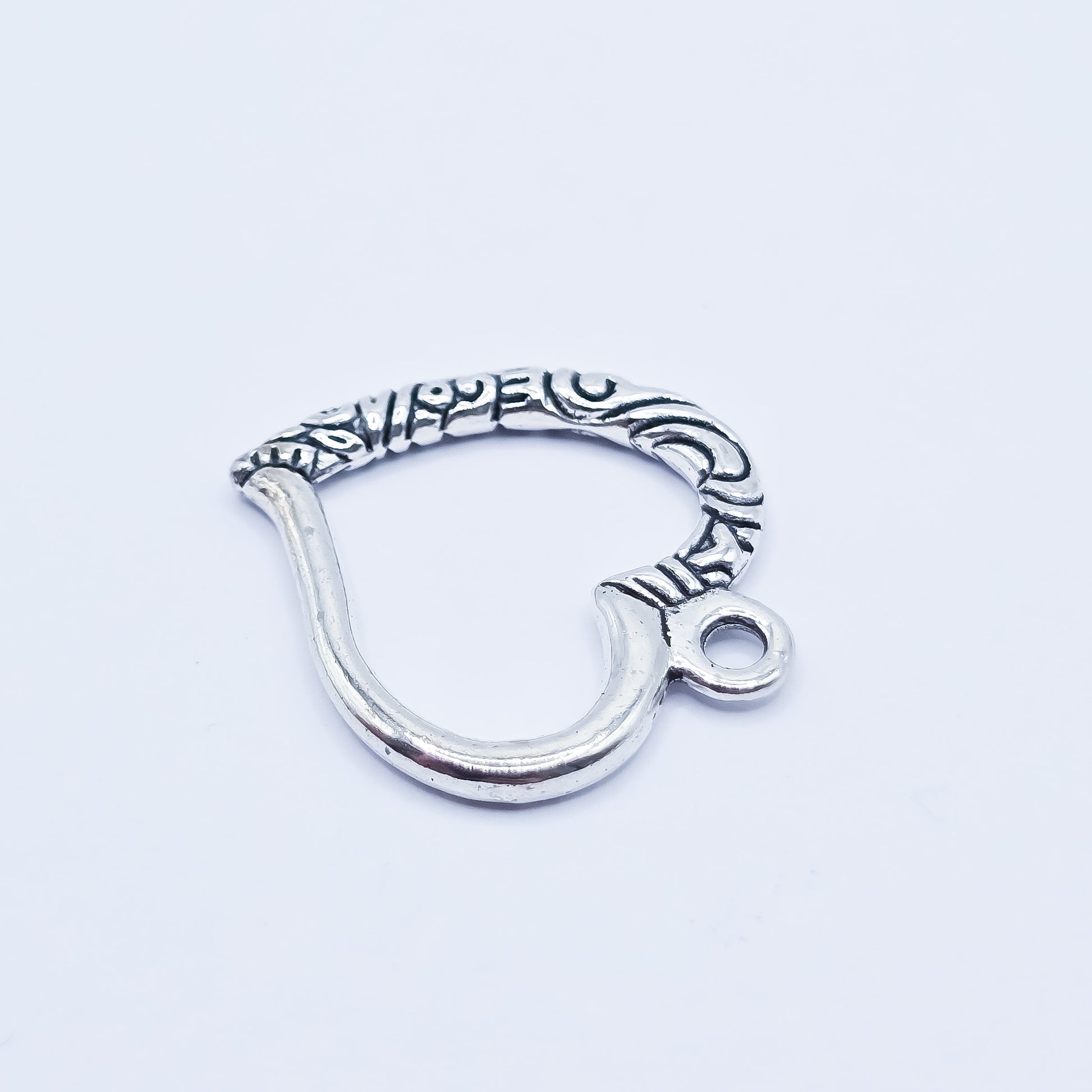 Silver open heart charm with half textured. ADD on charm for keychain - DAYZEECREATIONZ, PERSONALIZED GIFTS2