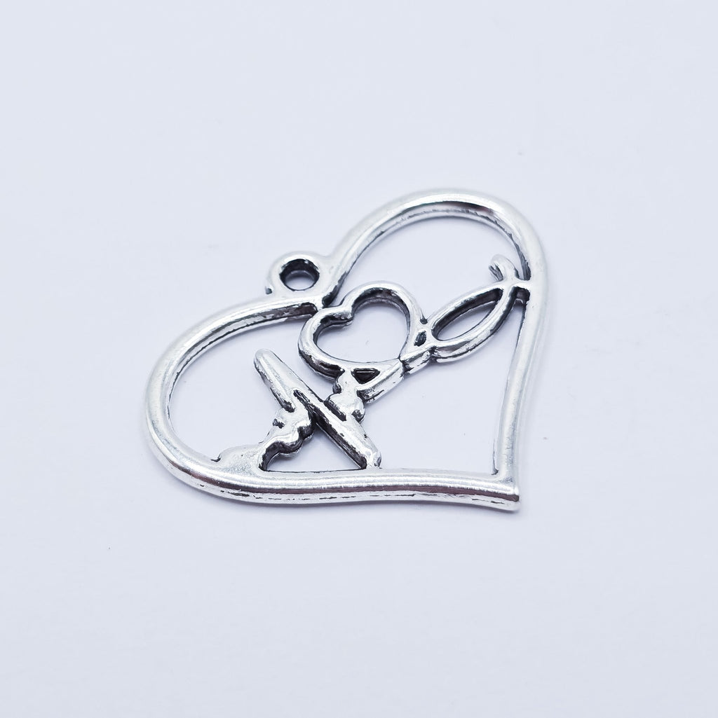 Large open heart with stethoscope heartbeat charm. Nurse charm. ADD on charm for keychain - DAYZEECREATIONZ, PERSONALIZED
