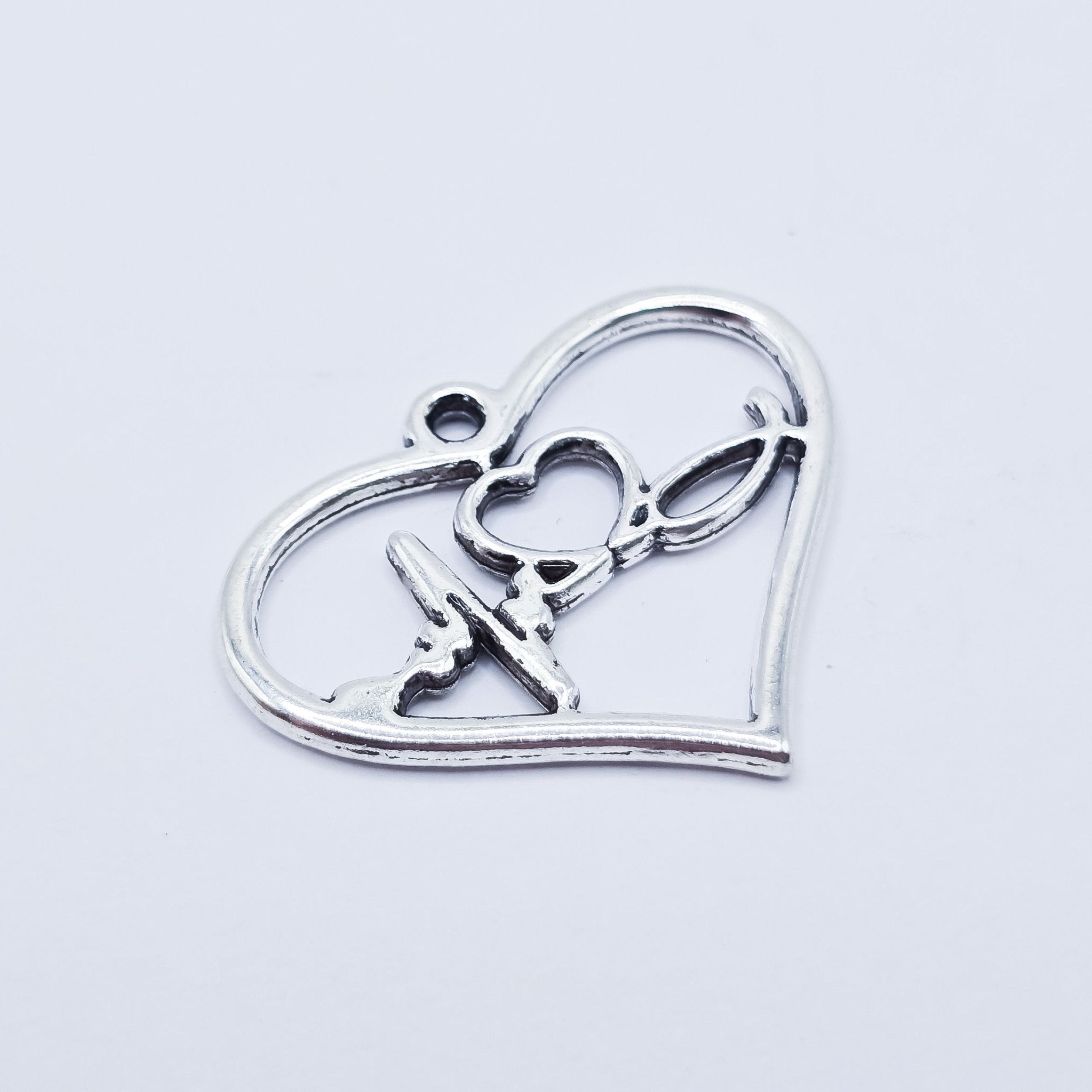 Large open heart with stethoscope heartbeat charm. Nurse charm. ADD on charm for keychain - DAYZEECREATIONZ, PERSONALIZED