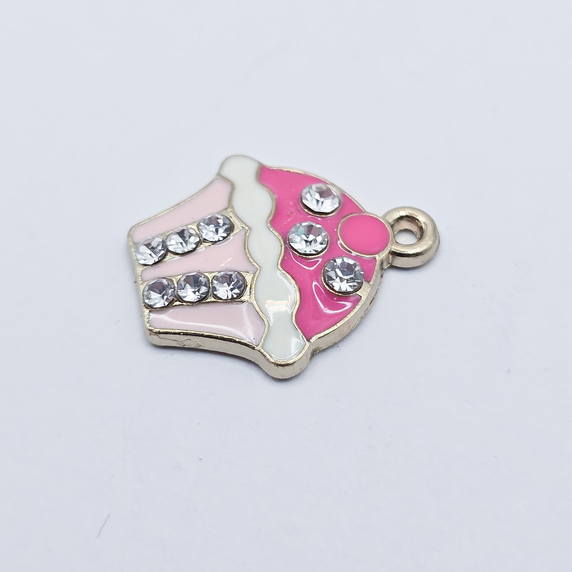 Pink and gold cupcake charm with white rhinestones, ADD on for keychain - DAYZEECREATIONZ, PERSONALIZED GIFTS-1