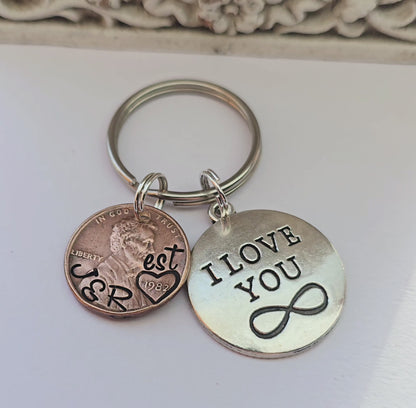 Unique Personalized Anniversary Penny Keychain