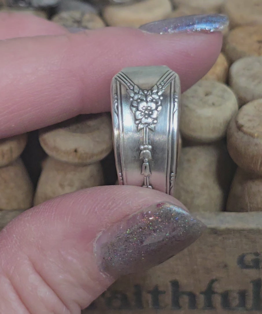 Silver-Plated Spoon Ring - Handcrafted from Vintage 1940s Milady Pattern Silverware
