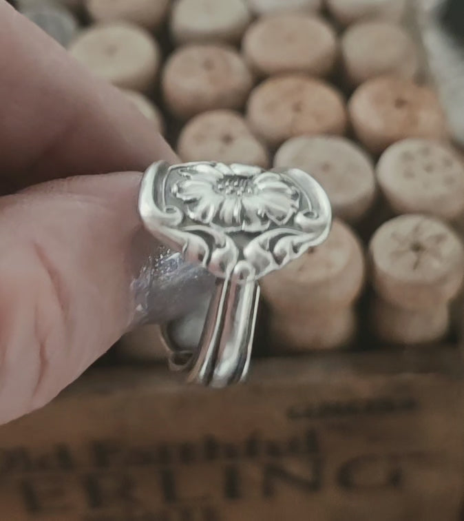Silver-Plated Spoon Ring - Handcrafted from Antique 1905 Gloria Pattern Silverware