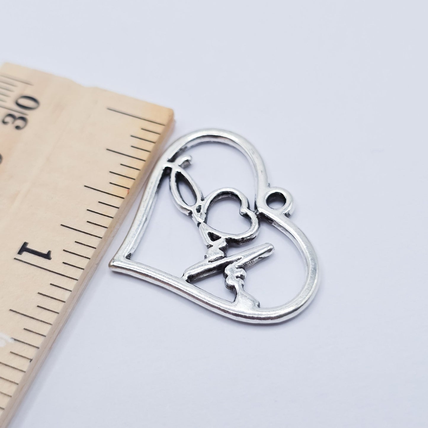 Large open heart with stethoscope heartbeat charm. Nurse charm. ADD on charm for keychain - DAYZEECREATIONZ, PERSONALIZED 3