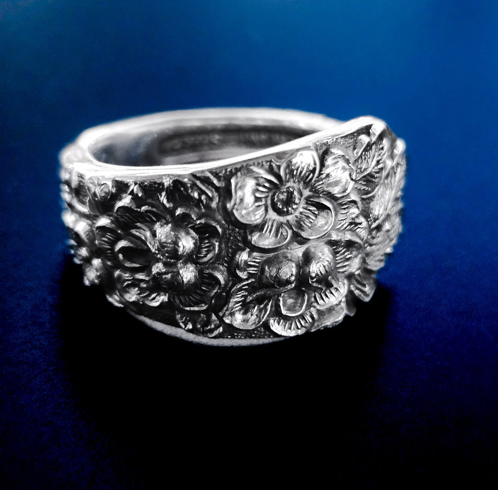1892 Stieff Rose Sterling Silver Spoon Ring – Size 8.25