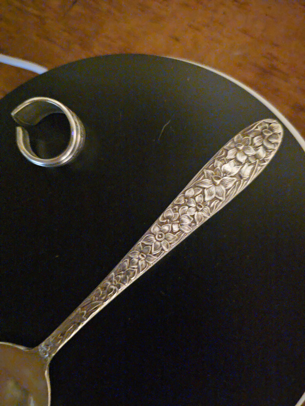 1892 Stieff Rose Sterling Silver Spoon Ring – Size 8.25
