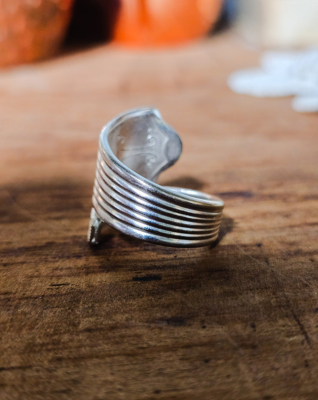 Lady Esther Art Deco Wrap Spiral Spoon Ring – Vintage Silverplate, Sizes 7–11