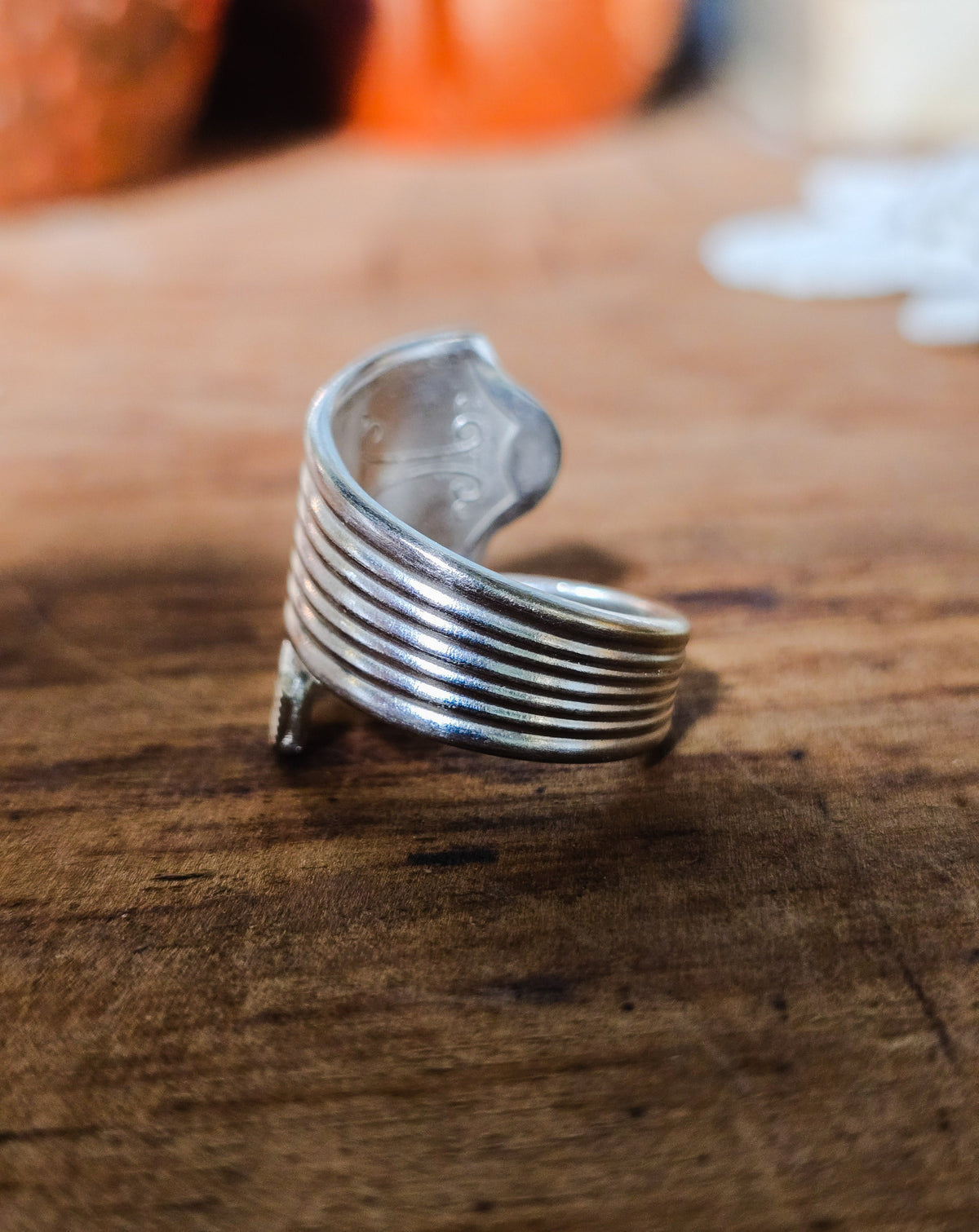 Lady Esther Art Deco Wrap Spiral Spoon Ring – Vintage Silverplate, Sizes 7–11