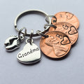 Custom Gift for Grandma, Personalized Penny Keychain with Baby feet and Heart/grandma charm - DAYZEECREATIONZ, PERSONALIZED 1