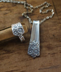 April Pattern Vintage Silverware Jewelry Set – Size 9 Spoon Ring & Necklace