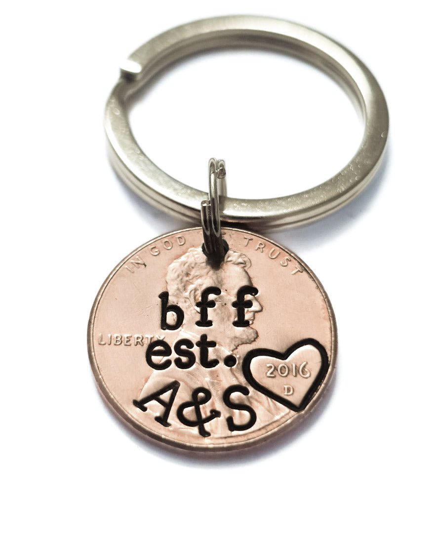 Best Friend custom text penny keychain