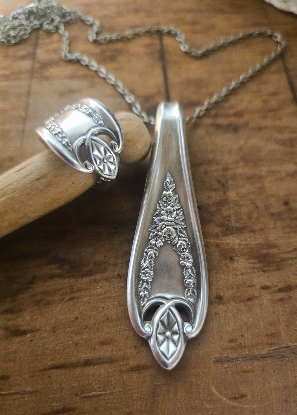 Old Colony Pattern Vintage Silverware Jewelry Set – Spoon Ring & Necklace