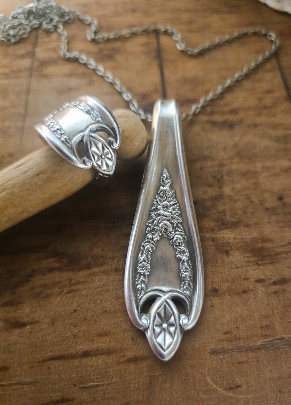 Old Colony Pattern Vintage Silverware Jewelry Set – Spoon Ring & Necklace