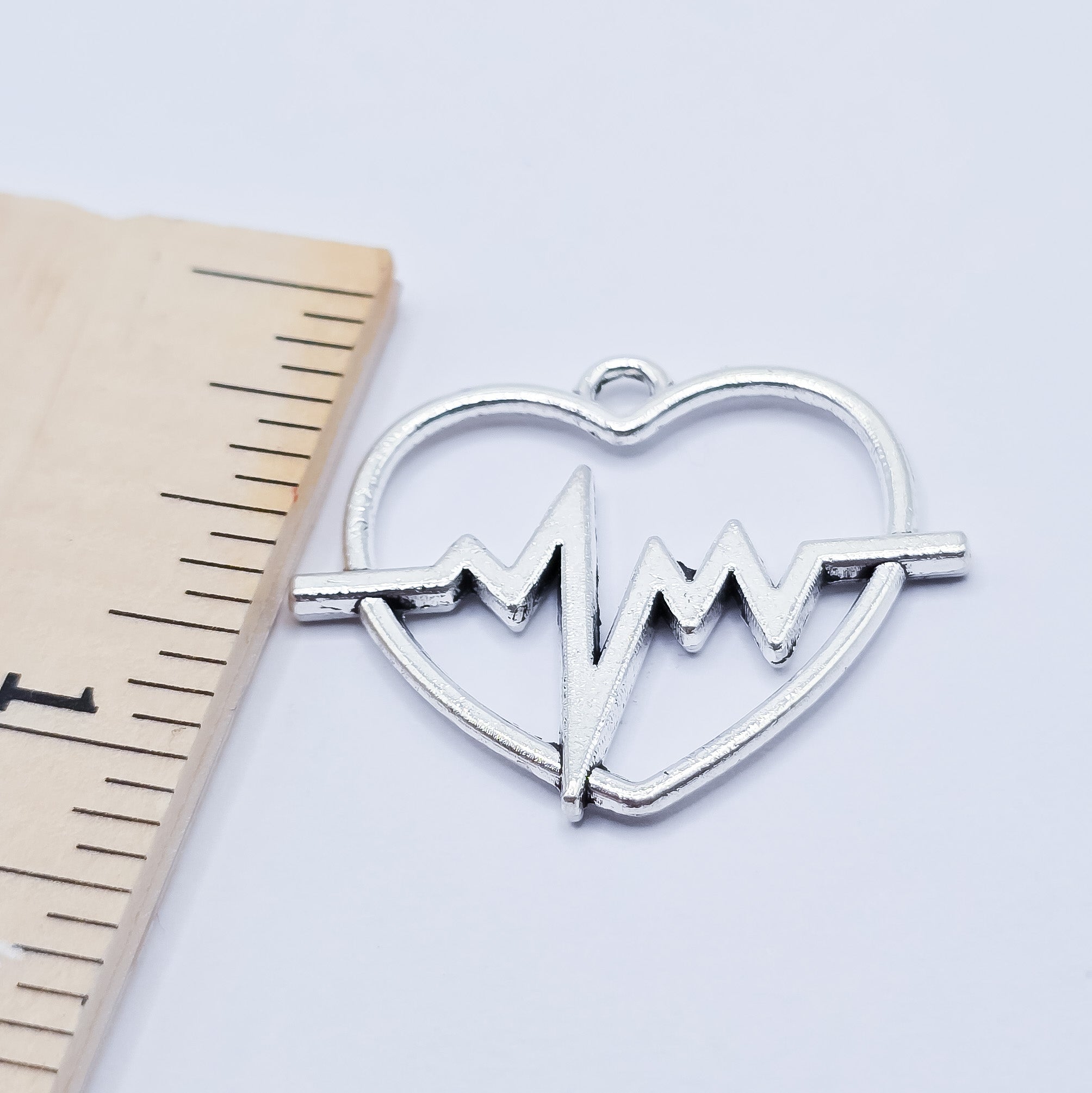 Silver Large open heart charm with heartbeat centered. ADD on charm for keychain - DAYZEECREATIONZ, PERSONALIZED GIFTS3