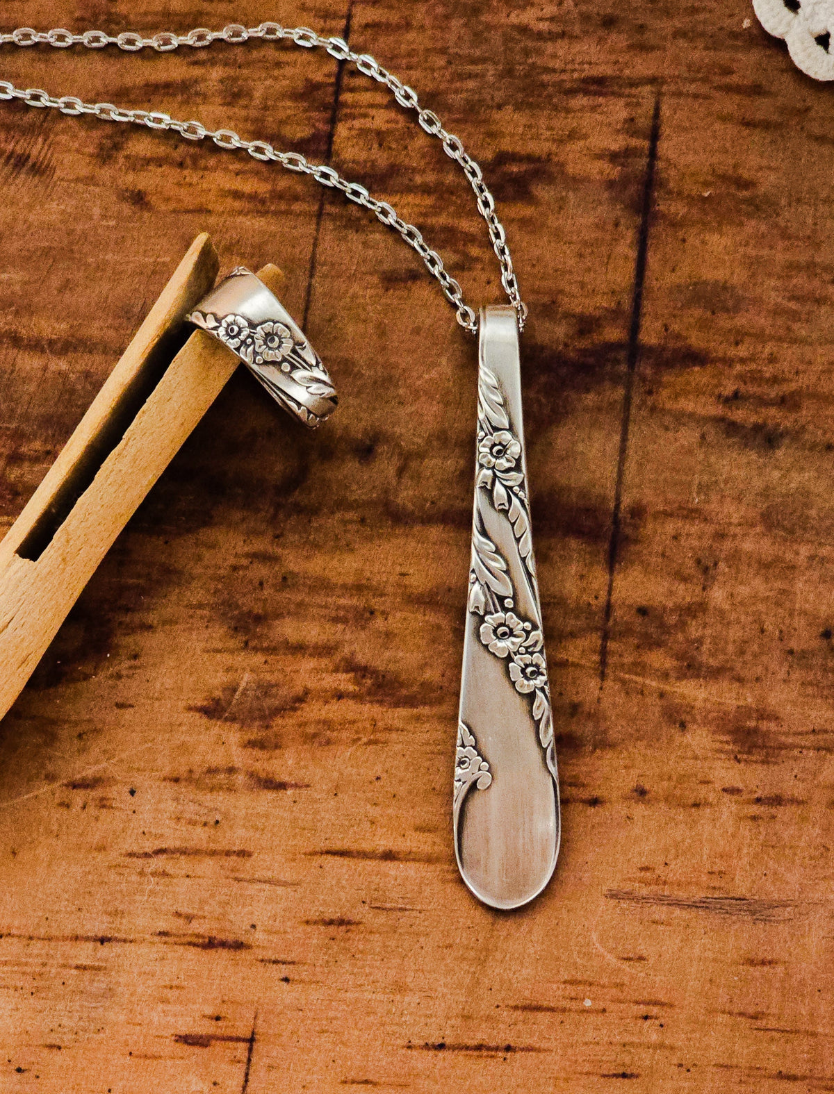 Vintage Silverware Jewelry Set – Size 9 Spoon Ring & Necklace /