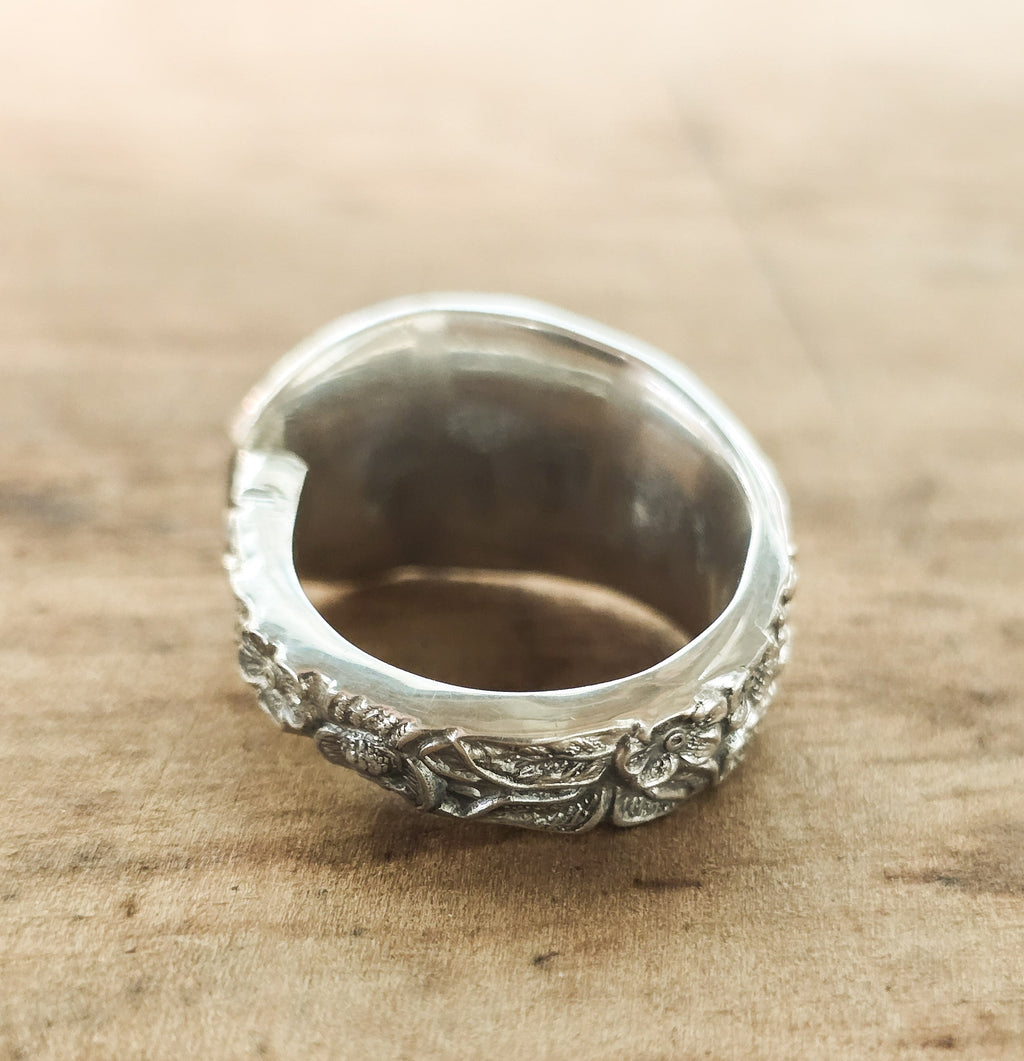 1892 Stieff Rose Sterling Silver Spoon Ring – Size 8.25