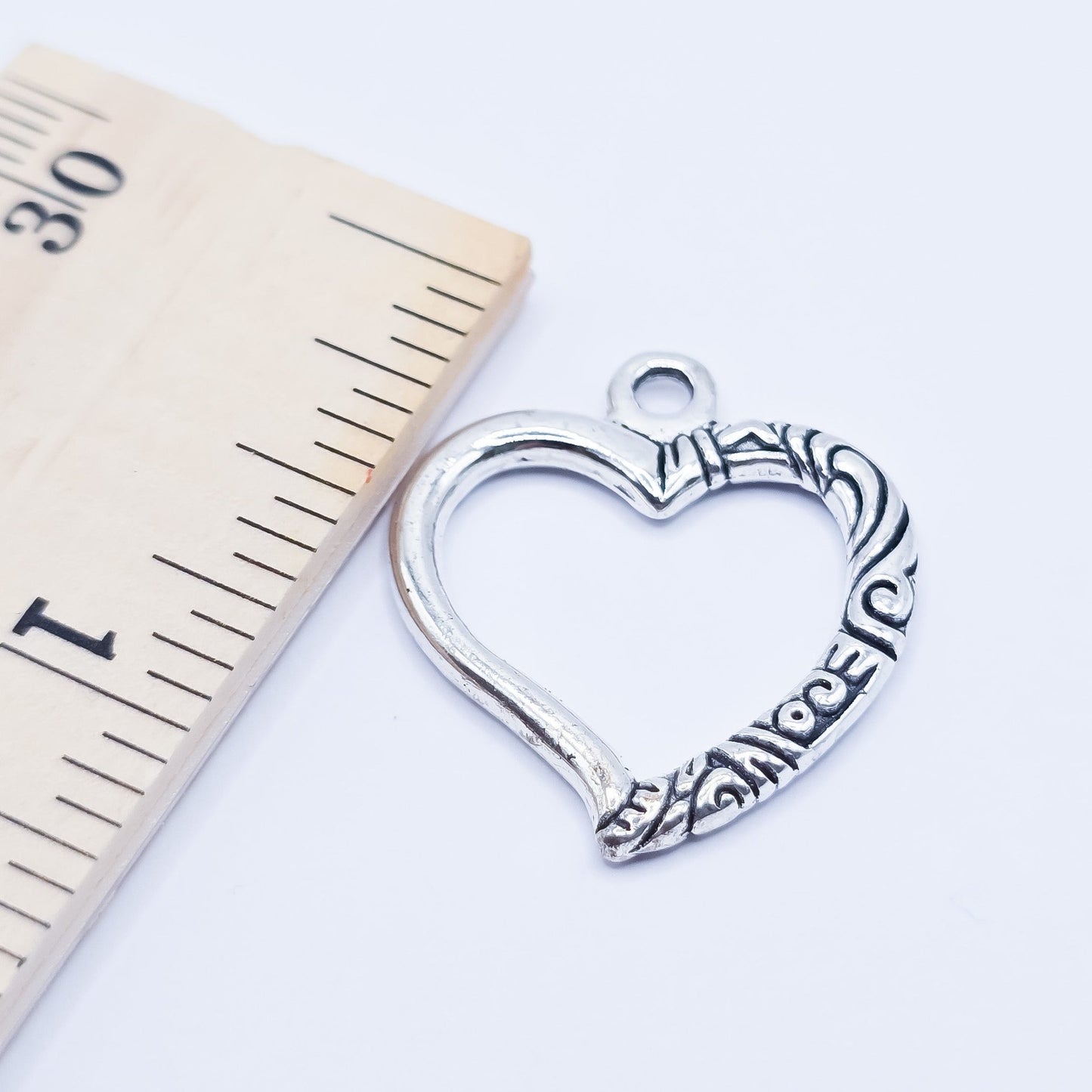 Silver open heart charm with half textured. ADD on charm for keychain - DAYZEECREATIONZ, PERSONALIZED GIFTS3