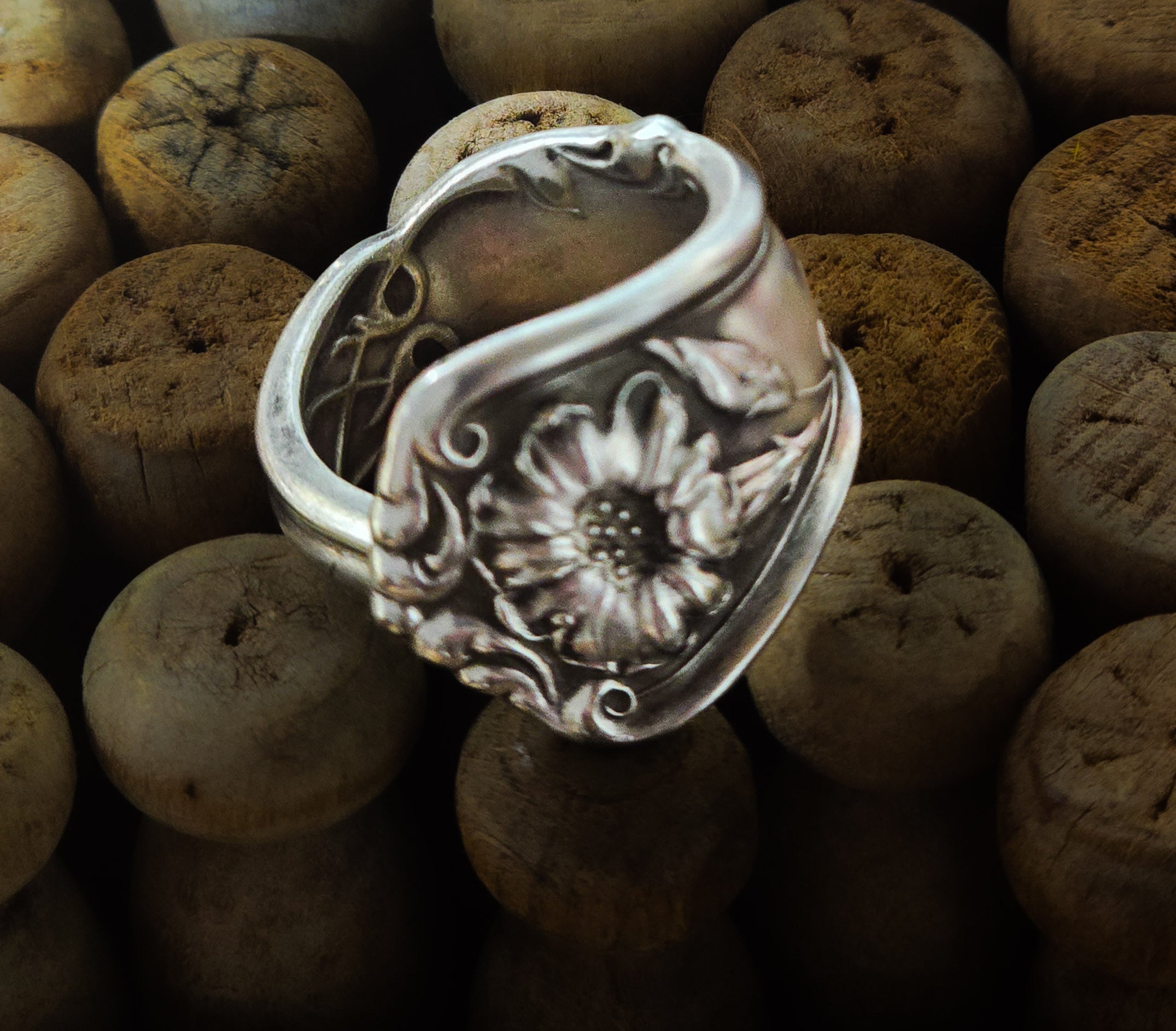 Silver-Plated Spoon Ring - Handcrafted from Antique 1905 Gloria Pattern Silverware