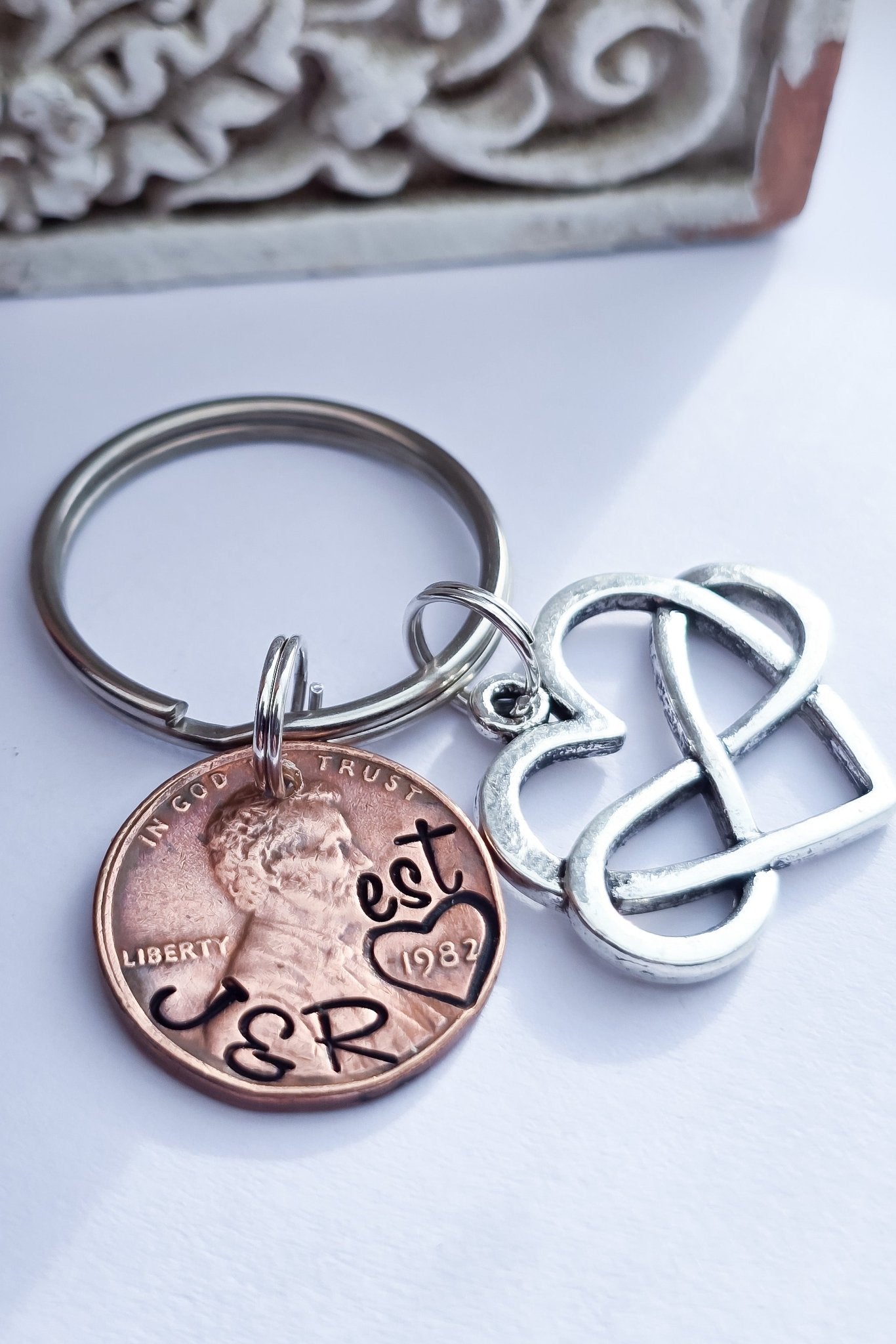 Unique Personalized Anniversary Penny Keychain