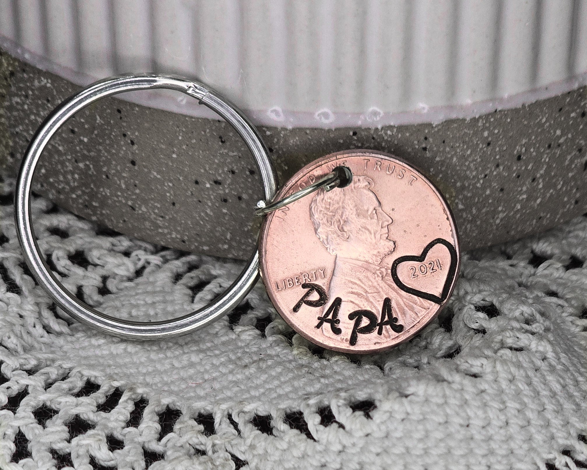 Papa Penny Keychain - Est. , choose your year