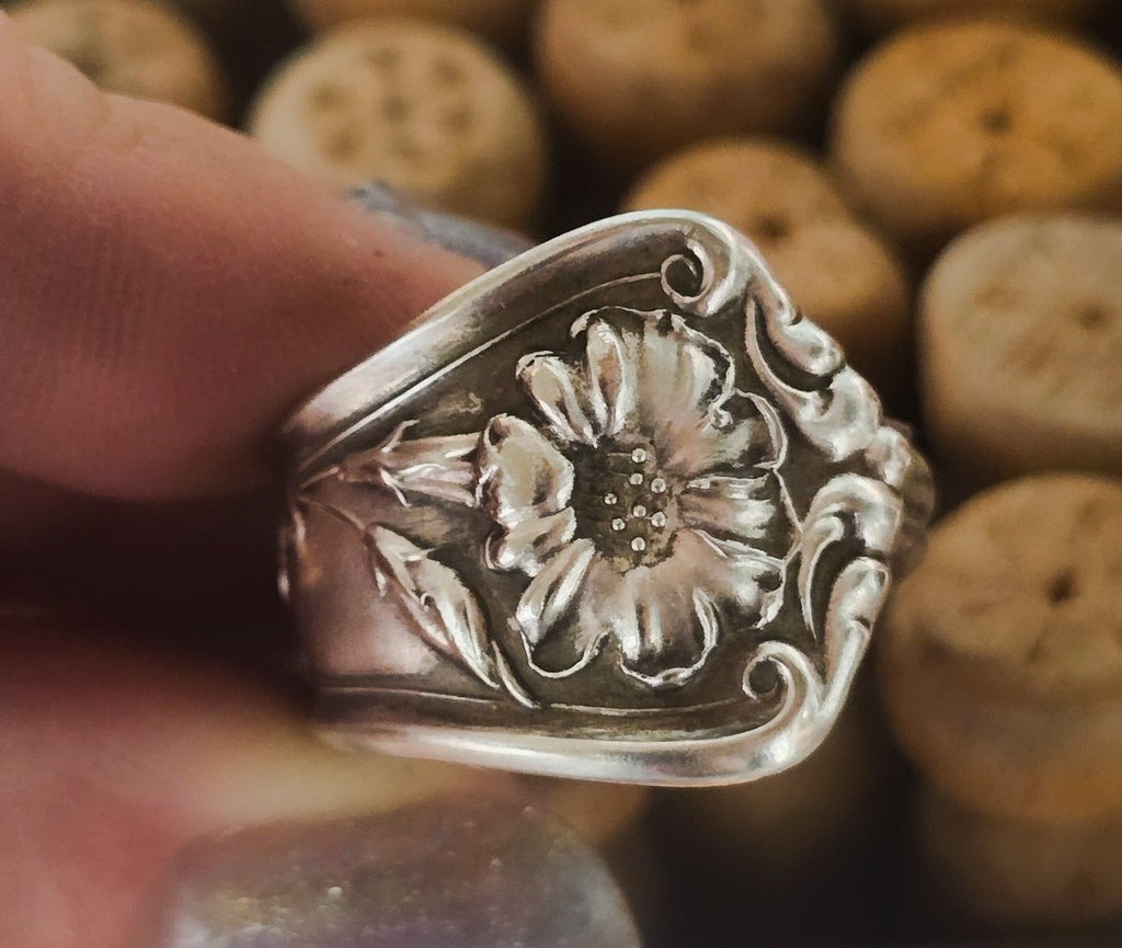 Silver-Plated Spoon Ring - Handcrafted from Antique 1905 Gloria Pattern Silverware