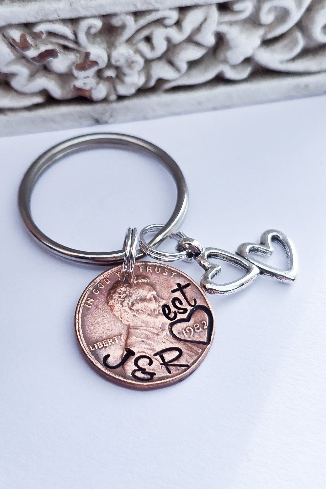 Unique Personalized Anniversary Penny Keychain