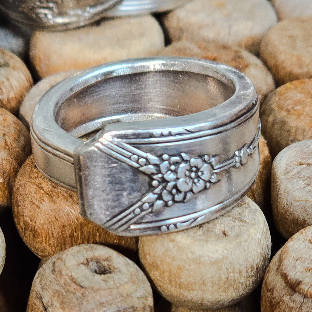 Silver-Plated Spoon Ring - Handcrafted from Vintage 1940s Milady Pattern Silverware