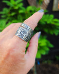 Wrap Spiral Spoon Ring - Narcissus Daffodil Pattern | Silverplate
