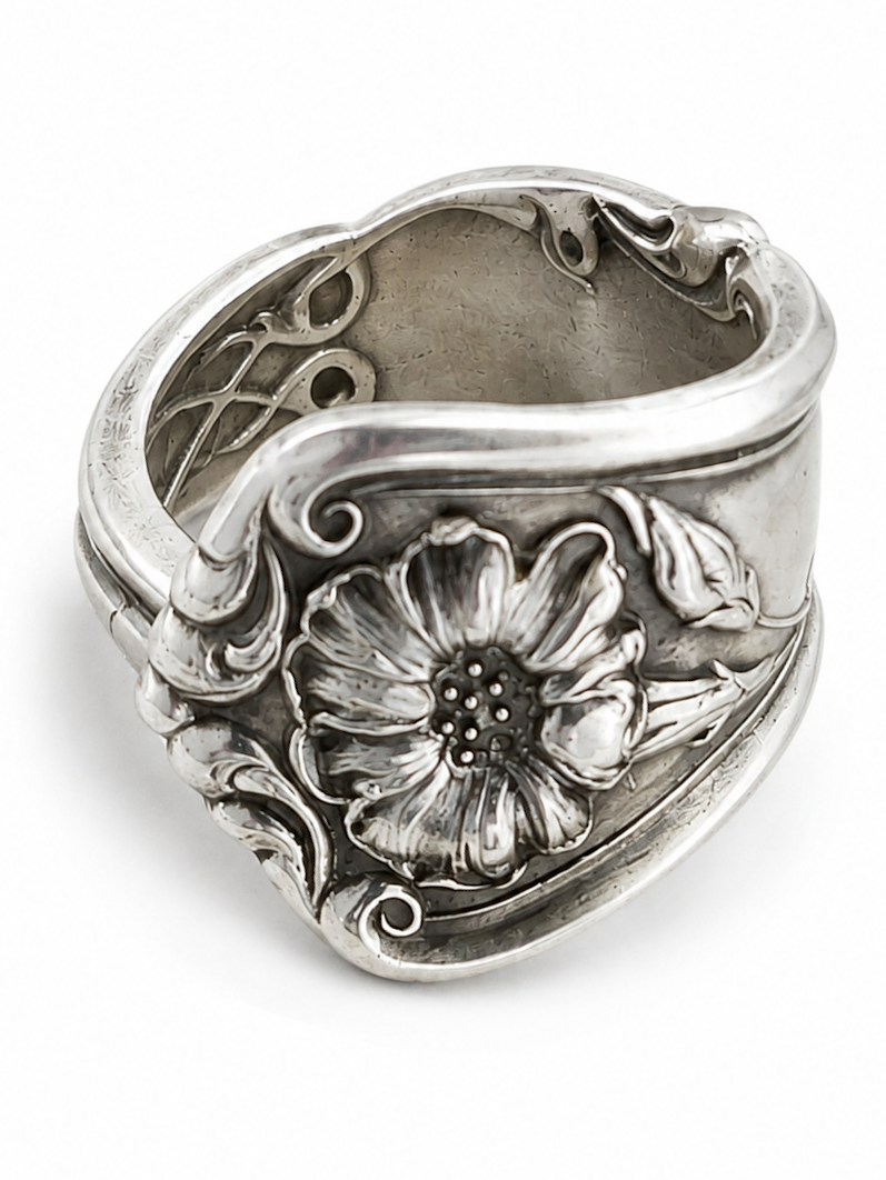Silver-Plated Spoon Ring - Handcrafted from Antique 1905 Gloria Pattern Silverware