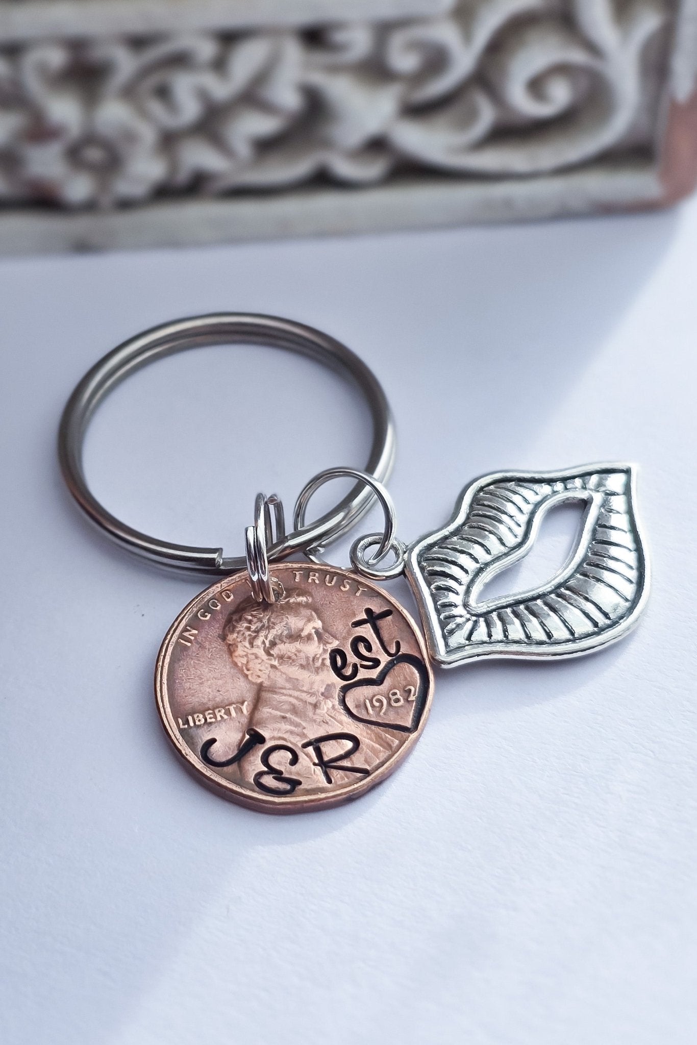 Unique Personalized Anniversary Penny Keychain