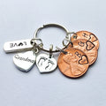 Custom Gift for Grandma, Personalized Penny Keychain with Charms shown. - DAYZEECREATIONZ, PERSONALIZED GIFTS-1
