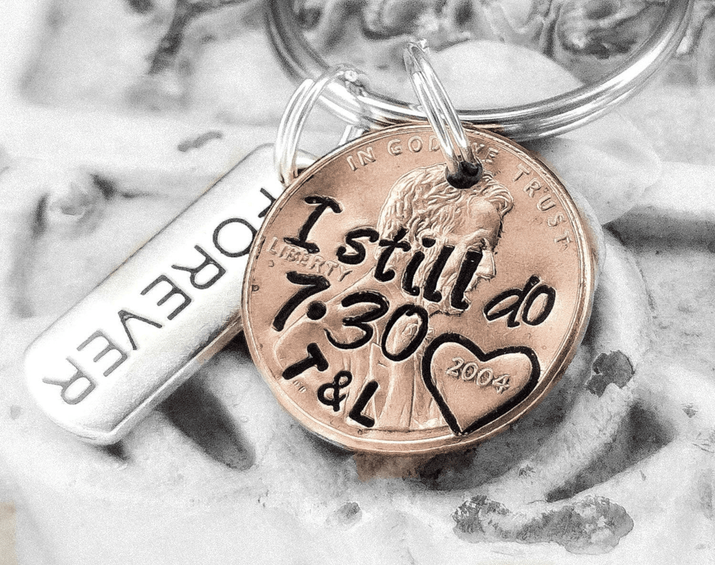 I still do Anniversary penny keychain with date