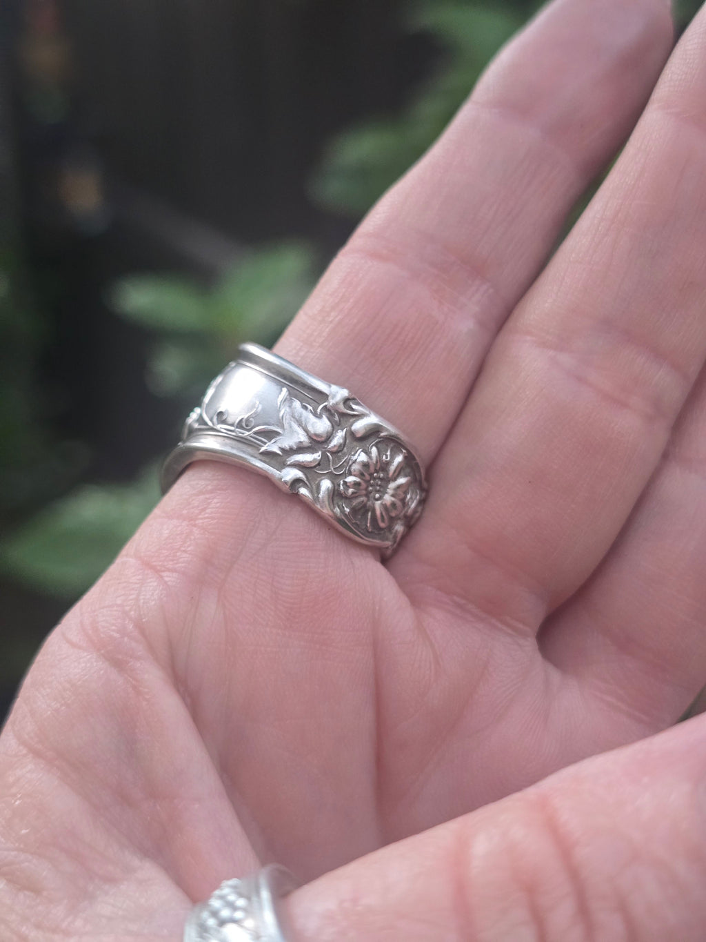 Silver-Plated Spoon Ring - Handcrafted from Antique 1905 Gloria Pattern Silverware