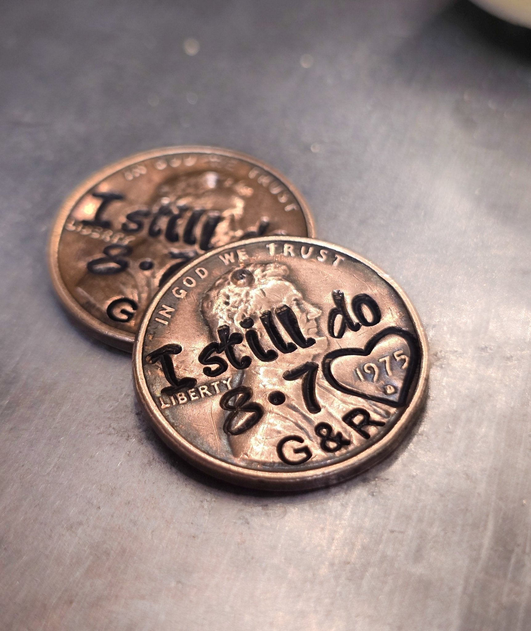 I still do Anniversary penny keychain with date