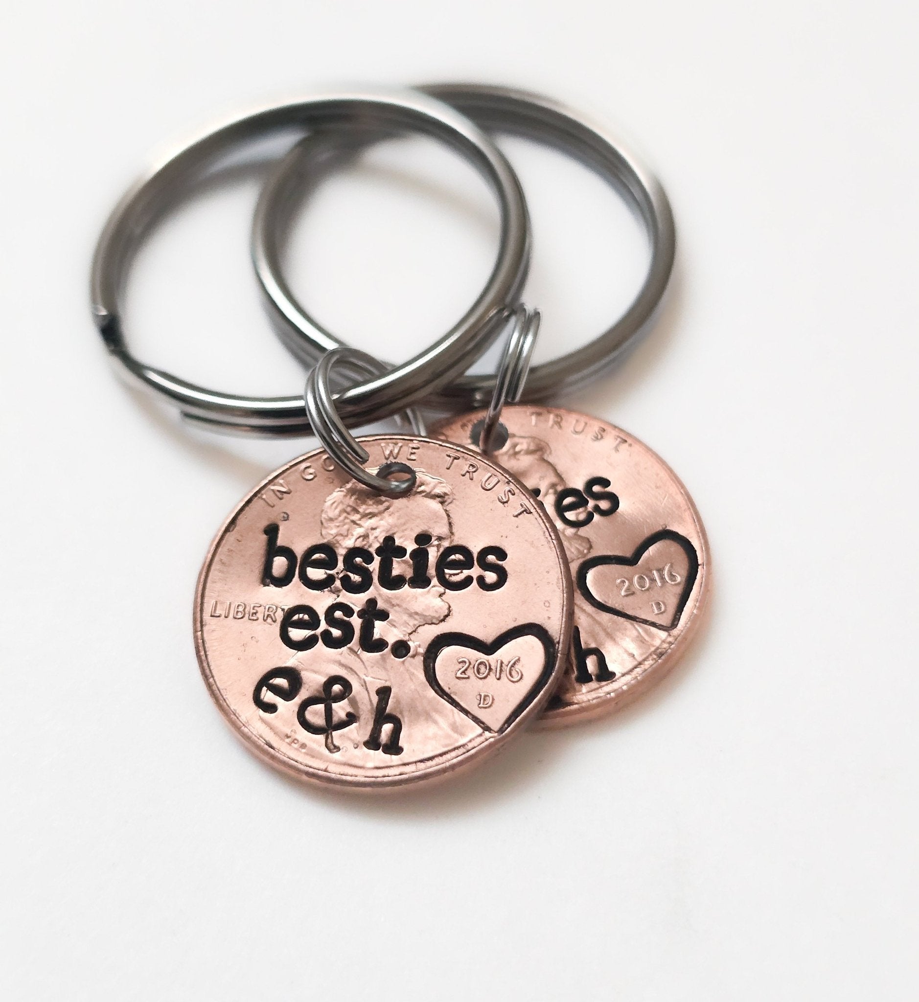 Best Friend custom text penny keychain