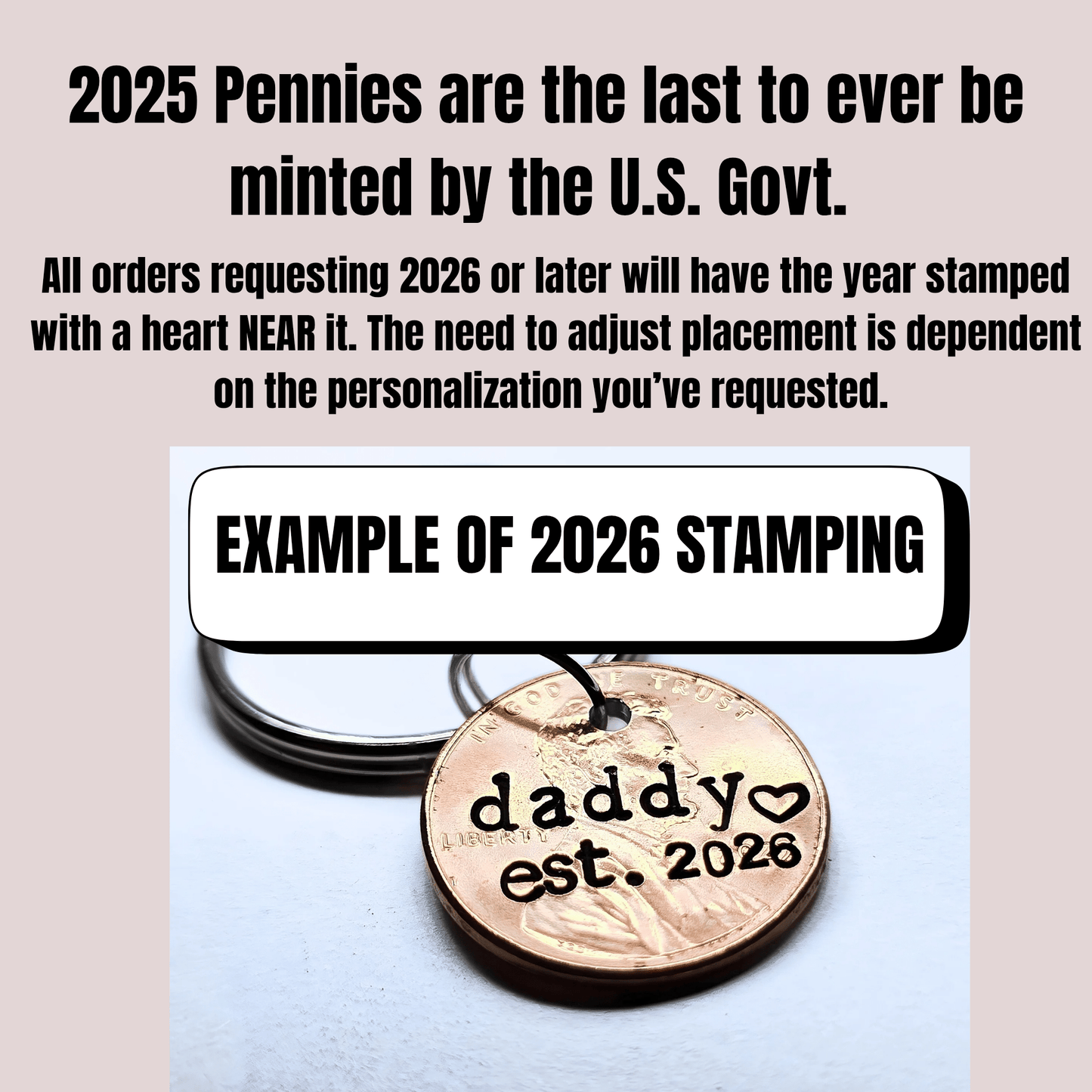 Lucky Penny Keychains for Mom &Dad. Customizable with your Text.