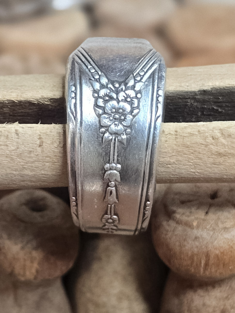 Silver-Plated Spoon Ring - Handcrafted from Vintage 1940s Milady Pattern Silverware