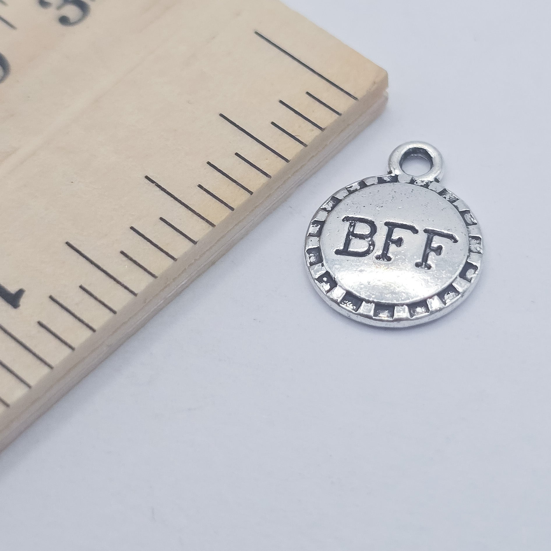 small BFF round "badge" charm 3