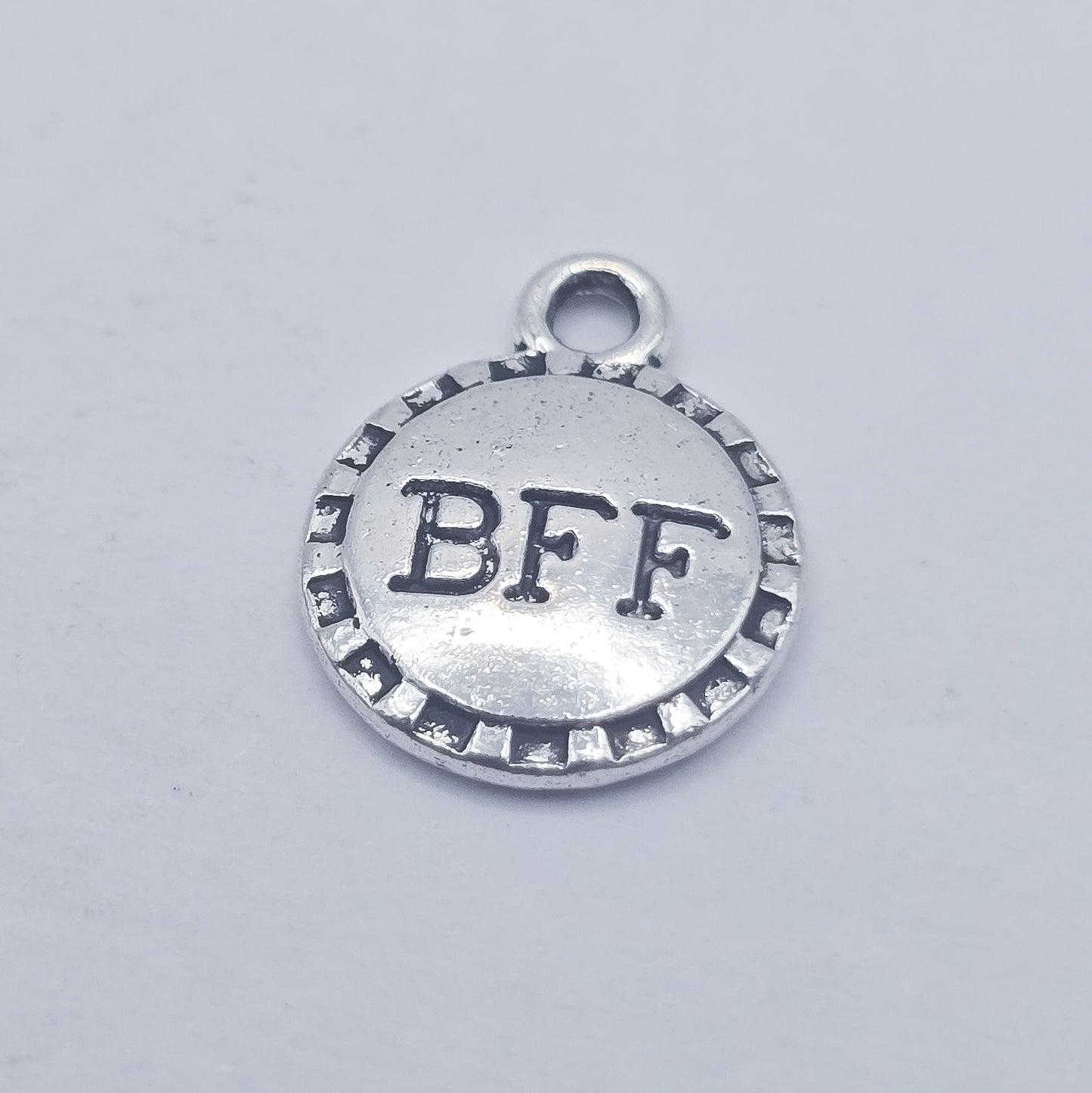 small BFF round "badge" charm