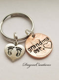 Meaningful Custom Gift for Grandma, Personalized Penny Keychain with Baby Footprint Charm