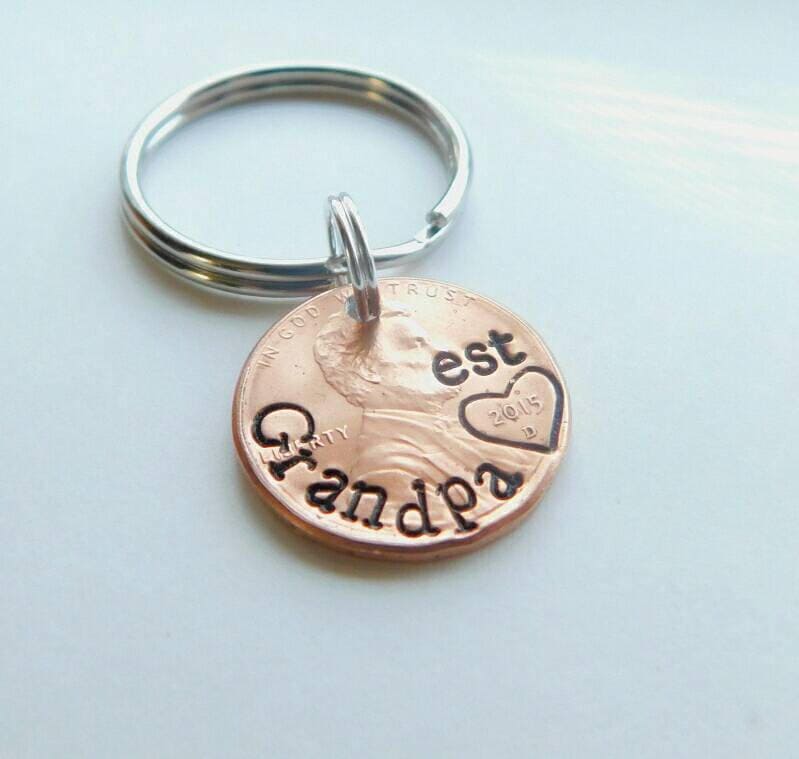 Unique Personalized Custom Gift For Grandpa, Penny Keychain, Creative Grandparent's Day Gift, Meaningful Father's Day Gift