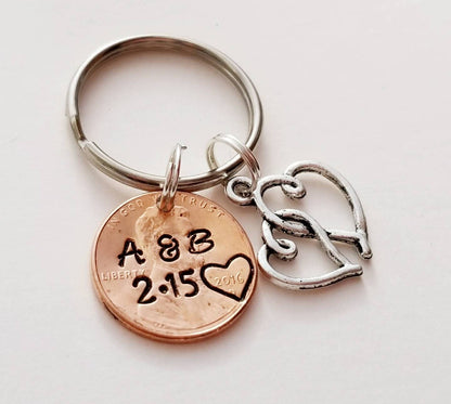 Unique Anniversary Gift for Him or Her!  Custom Personalized Penny Keychain | Great for Men and Women | Valentine's Day | or Just Because