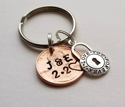 Penny Keychain | Anniversary Gift | With Lock Charm