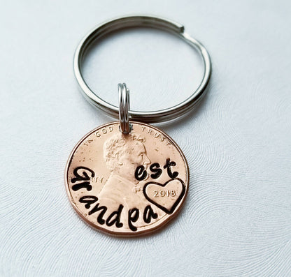 Personalized Grandpa Penny Keychain