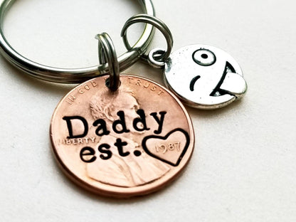 Personalized Valentine's Day Gift for Daddy, Penny Keychain, New Dad, First Father's Day, from Baby, from Child, Husband, from Daughter, Son