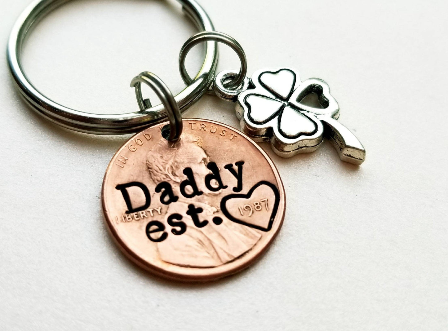 Personalized Daddy Penny Keychain, Christmas Gift For Dad, Father's Day Gift, From Child, From Wife, Valentine's Day, For Men, Custom, Son