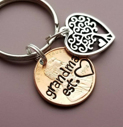 Unique Useful Gift for Grandma, Customizable Penny Keychain